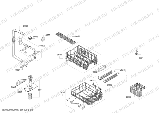 Схема №1 SPE53U56UC SilencePlus 46 dBA с изображением Набор кнопок для посудомойки Bosch 00624957