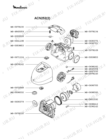 Взрыв-схема пылесоса Moulinex ACN252(2) - Схема узла WP002235.2P2