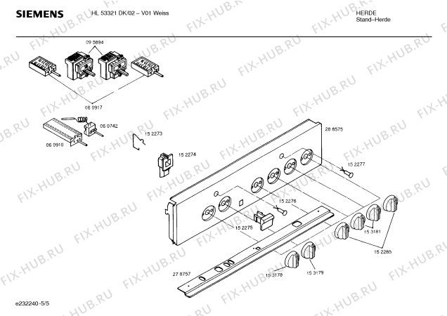 Взрыв-схема плиты (духовки) Siemens HL53321DK - Схема узла 05