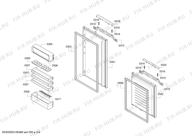 Схема №1 KI7863D30G с изображением Толкатель для холодильной камеры Bosch 00627765