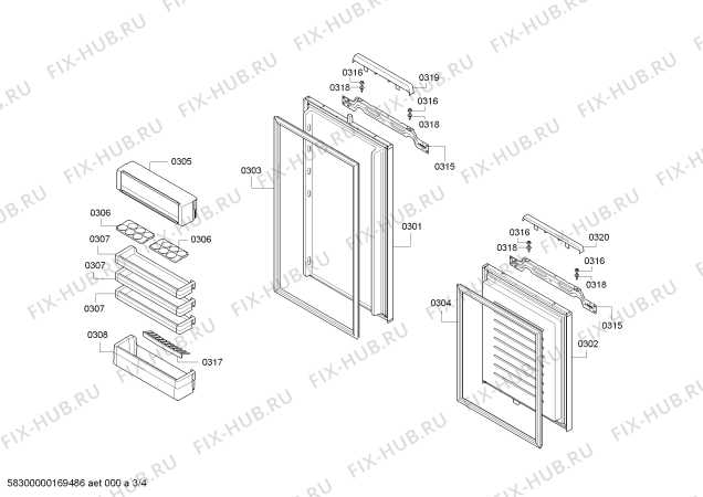 Схема №1 KI7863D30G с изображением Панель для холодильника Bosch 00744790