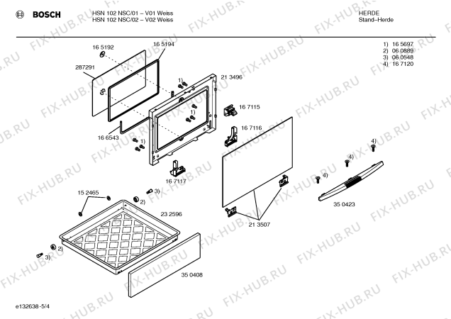 Взрыв-схема плиты (духовки) Bosch HSN102NSC - Схема узла 04