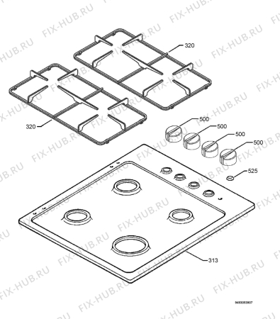 Взрыв-схема плиты (духовки) Ikea LHGA4K 30156009 - Схема узла Hob 271