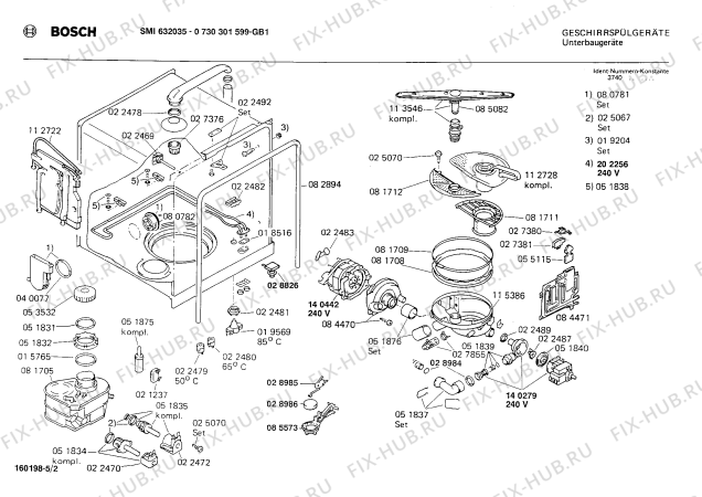 Взрыв-схема посудомоечной машины Bosch 0730301599 SMI63205 - Схема узла 02