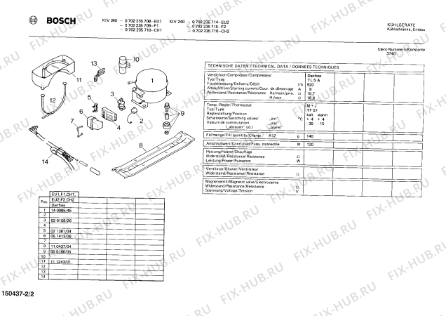 Взрыв-схема холодильника Bosch 0702235709 KIV240 - Схема узла 02