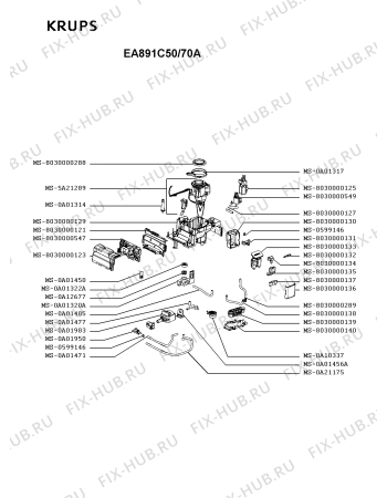 Схема №2 EA891C50/70A с изображением Корпусная деталь для электрокофемашины Krups MS-8030000546
