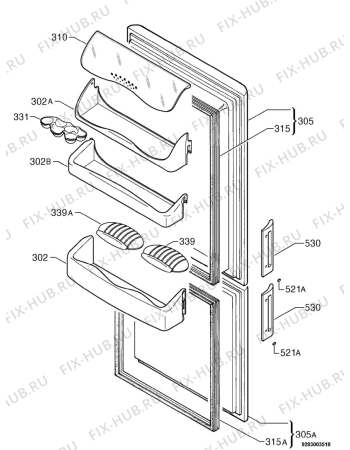 Взрыв-схема холодильника Zanussi ZK23/11ATT - Схема узла Door 003