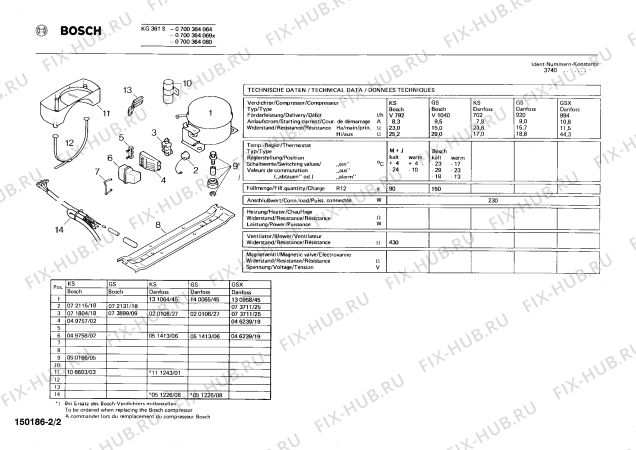 Взрыв-схема холодильника Bosch 0700364064 KG361S - Схема узла 02