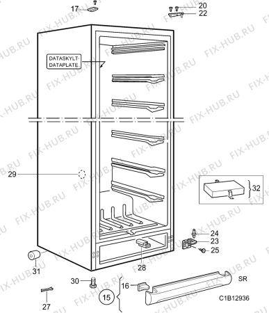 Взрыв-схема холодильника Elektro Helios FG3207 - Схема узла C10 Cabinet