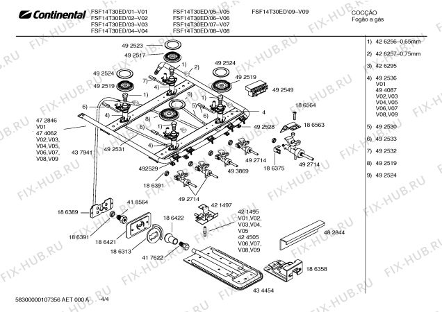 Взрыв-схема плиты (духовки) Continental FSF14T30ED QUANTUM I LC BEGE GE BIV - Схема узла 04