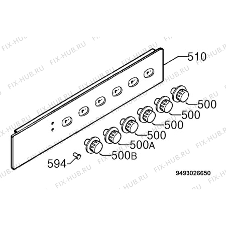 Взрыв-схема плиты (духовки) Zanussi ZOU399X - Схема узла Command panel 037