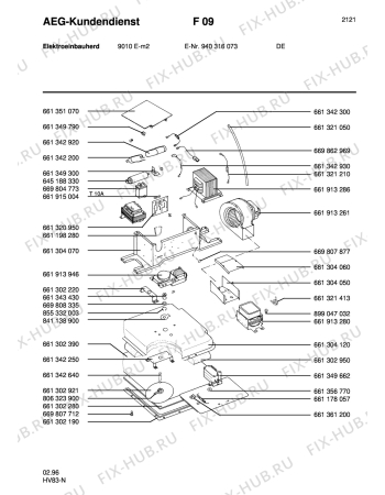 Взрыв-схема плиты (духовки) Aeg 9010E-M - Схема узла Section6