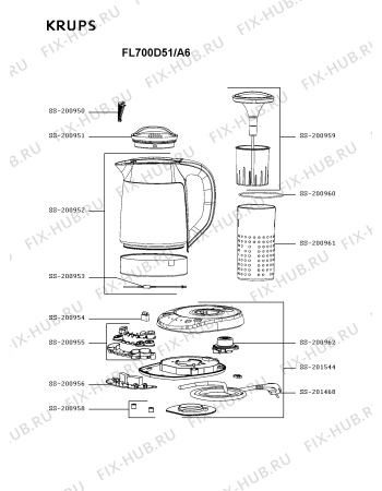 Схема №1 FL700D51/A6 с изображением Модуль (плата) для чайника (термопота) Krups SS-200956