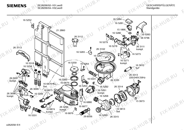 Взрыв-схема посудомоечной машины Siemens SE28290 - Схема узла 04