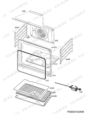 Взрыв-схема плиты (духовки) Electrolux EOG2102AOK - Схема узла Oven