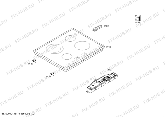 Схема №1 3EB713X с изображением Стеклокерамика для духового шкафа Bosch 00682933