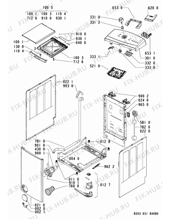 Схема №1 AWE 6516 с изображением Обшивка для стиралки Whirlpool 480110100042