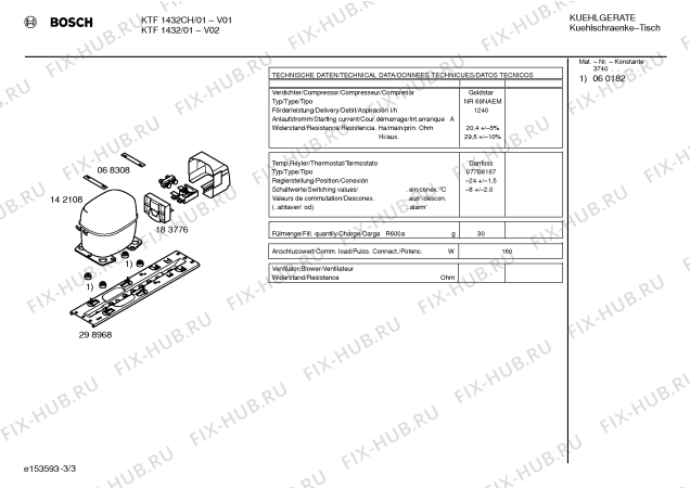 Взрыв-схема холодильника Bosch KTF1432CH - Схема узла 03