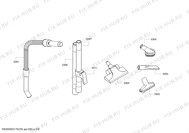 Схема №1 ZVC782XW с изображением Ручка на трубке для мини-пылесоса Zelmer 00756405
