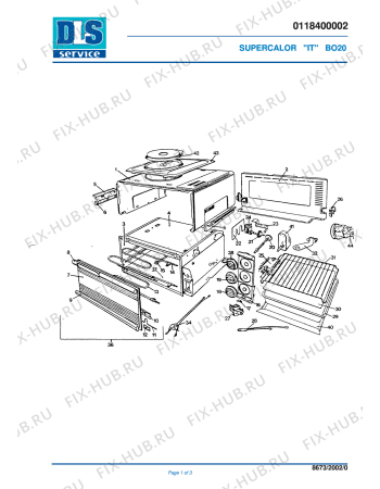 Схема №1 BO 20 с изображением Панель для плиты (духовки) DELONGHI 532389