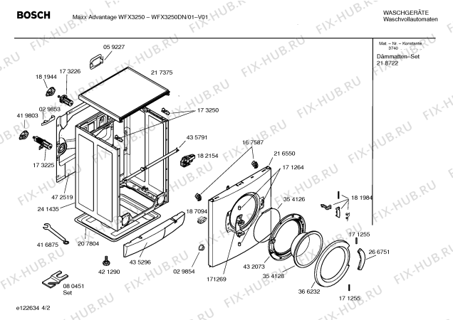 Взрыв-схема стиральной машины Bosch WFX3250DN Maxx Advantage WFX3250 - Схема узла 02