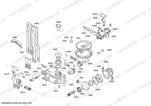 Взрыв-схема посудомоечной машины Bosch SGI45M14EU - Схема узла 04