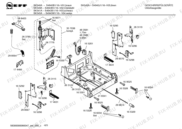 Схема №1 S4943W1 Art.:SK545A с изображением Инструкция по эксплуатации для электропосудомоечной машины Bosch 00580356