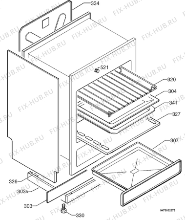 Взрыв-схема плиты (духовки) Zanussi ZCS632W - Схема узла Housing 001