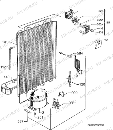 Взрыв-схема холодильника Electrolux ERF4115DOW - Схема узла Cooling system 017