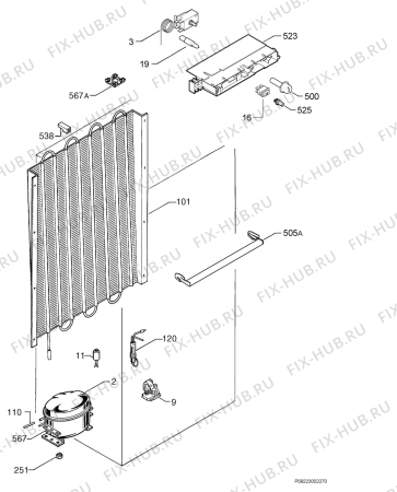 Взрыв-схема холодильника Zanker UF220 - Схема узла Cooling system 017