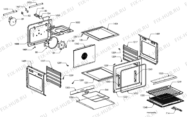 Взрыв-схема плиты (духовки) Electrolux EKM10760X - Схема узла Section 6