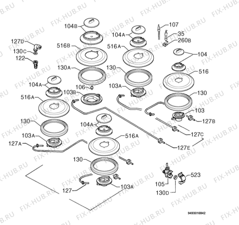 Взрыв-схема плиты (духовки) Zanussi ZGG759ITCN - Схема узла Functional parts 267