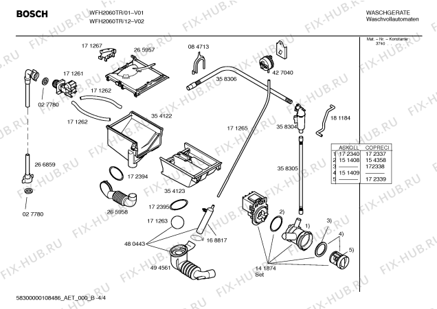 Схема №1 WFH2060TR Maxx WFH 2060 с изображением Инструкция по эксплуатации для стиральной машины Bosch 00596349