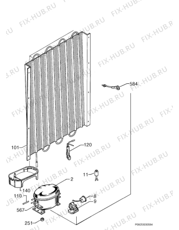 Взрыв-схема холодильника Privileg 00228133_40880 - Схема узла Cooling system 017