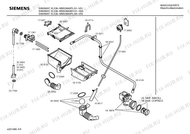 Взрыв-схема стиральной машины Siemens WM53660PL SIWAMAT XL536 - Схема узла 04