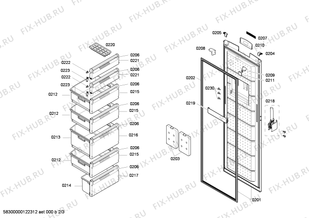 Взрыв-схема холодильника Bosch GSP30A21 - Схема узла 02
