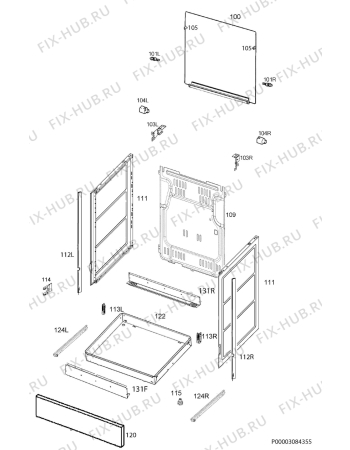 Взрыв-схема плиты (духовки) Electrolux EKG951303X - Схема узла Housing 001