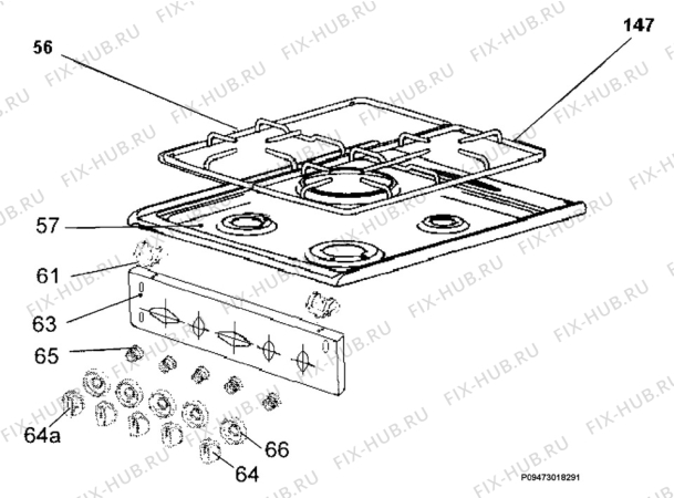 Взрыв-схема плиты (духовки) Zanussi ZCM563NW - Схема узла Section 4