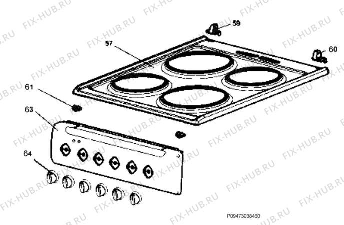 Взрыв-схема плиты (духовки) Zanussi ZCE560MW1 - Схема узла Section 4