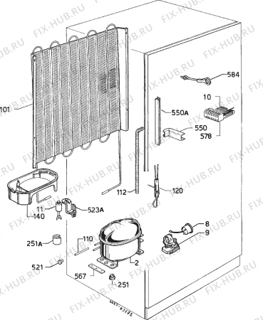 Взрыв-схема холодильника Privileg 021505 3 - Схема узла Cooling system 017