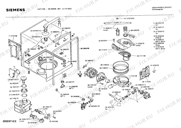 Взрыв-схема посудомоечной машины Siemens SN430035 - Схема узла 02