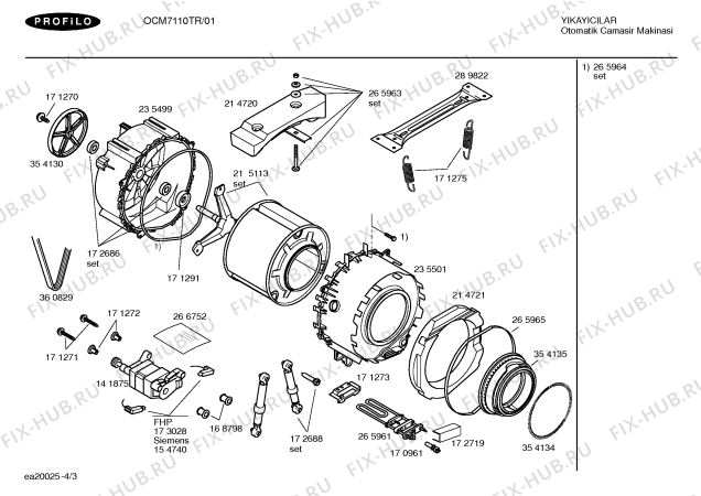 Взрыв-схема стиральной машины Profilo OCM7110TR Eurowasher PRF - Схема узла 03