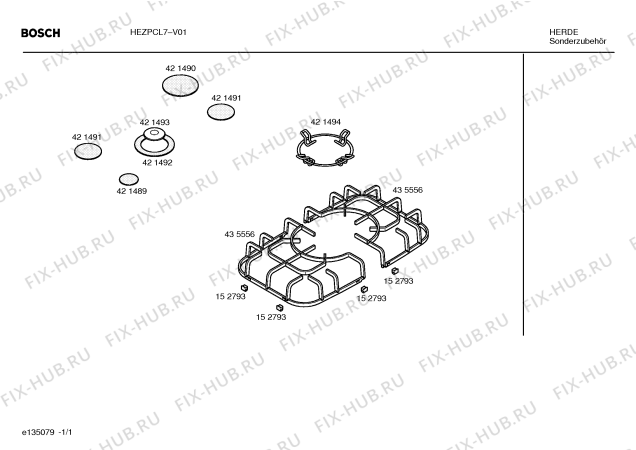 Схема №1 HEZPCL7 с изображением Решетка для плиты (духовки) Siemens 00421494