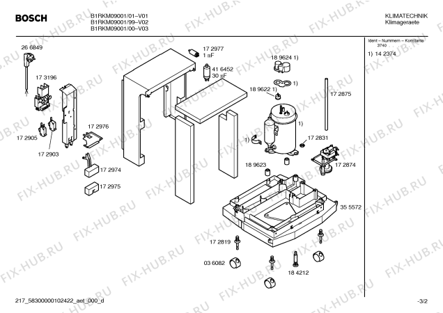 Взрыв-схема кондиционера Bosch B1RKM09001 aeria solo - Схема узла 02