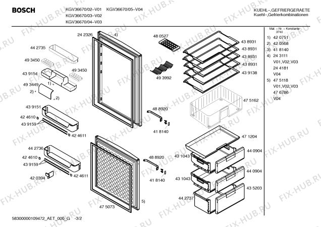 Схема №2 KGV36670 с изображением Дверь для холодильника Bosch 00244181