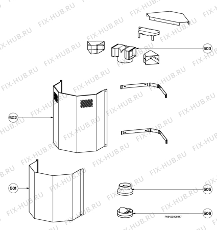 Взрыв-схема вытяжки Electrolux EFC1060X - Схема узла Section 4