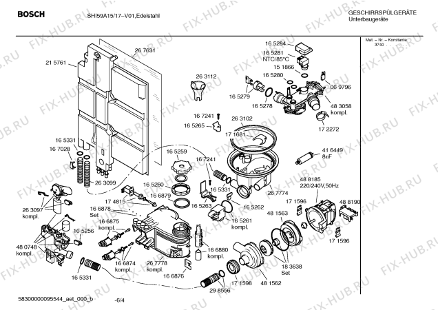 Взрыв-схема посудомоечной машины Bosch SHI59A15 - Схема узла 04