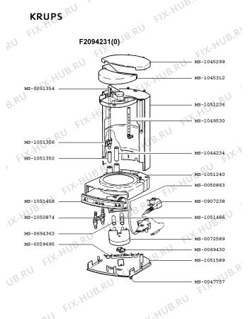 Взрыв-схема кофеварки (кофемашины) Krups F2094231(0) - Схема узла CP001570.8P2