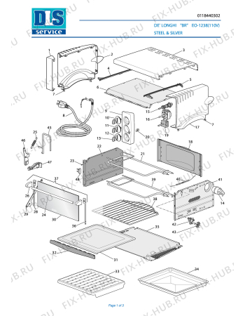 Схема №1 EO1238 (110V) с изображением Регулятор для плиты (духовки) DELONGHI 5911810121