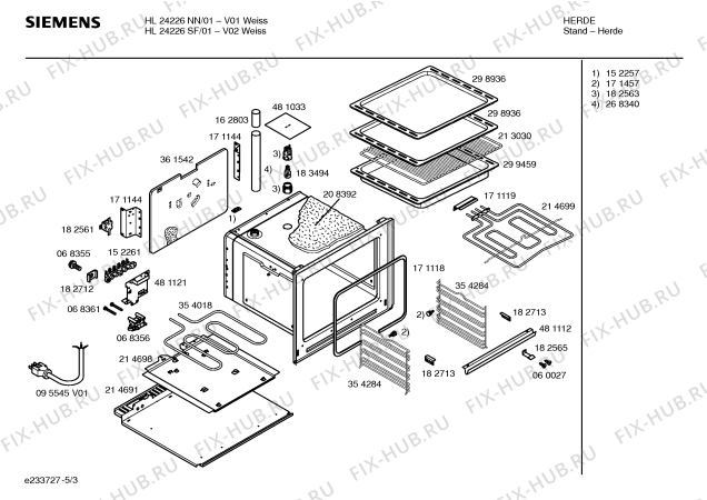 Схема №1 HL24226SF с изображением Инструкция по эксплуатации для плиты (духовки) Siemens 00528624